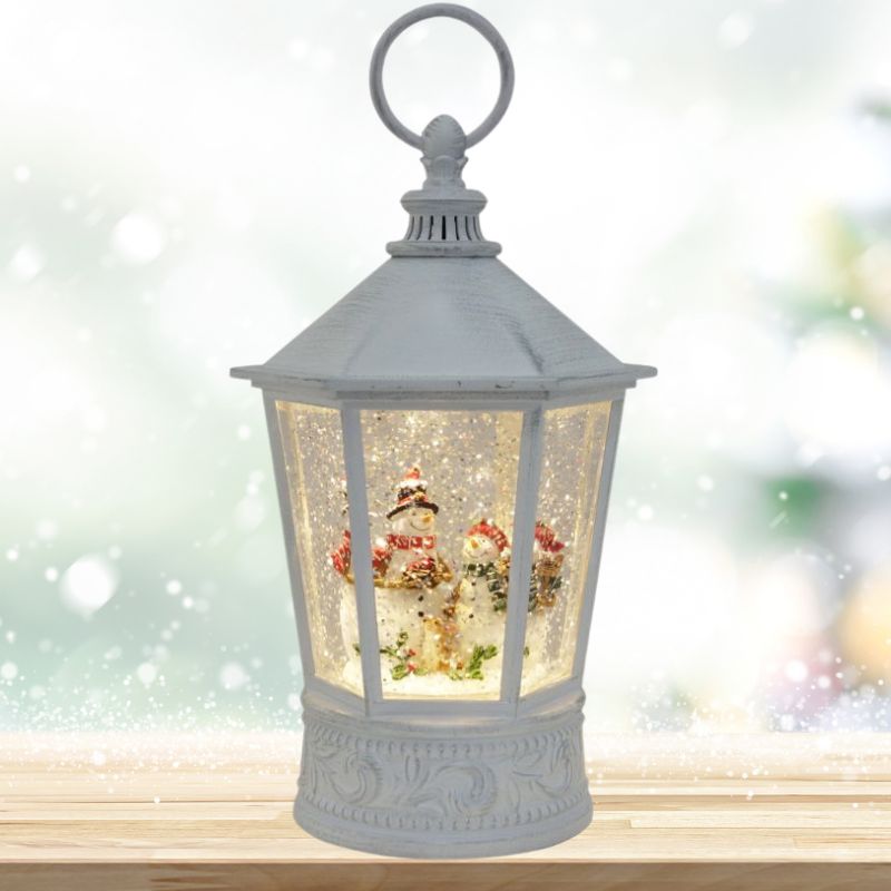 Snowmen Hexagon Glitter Lantern